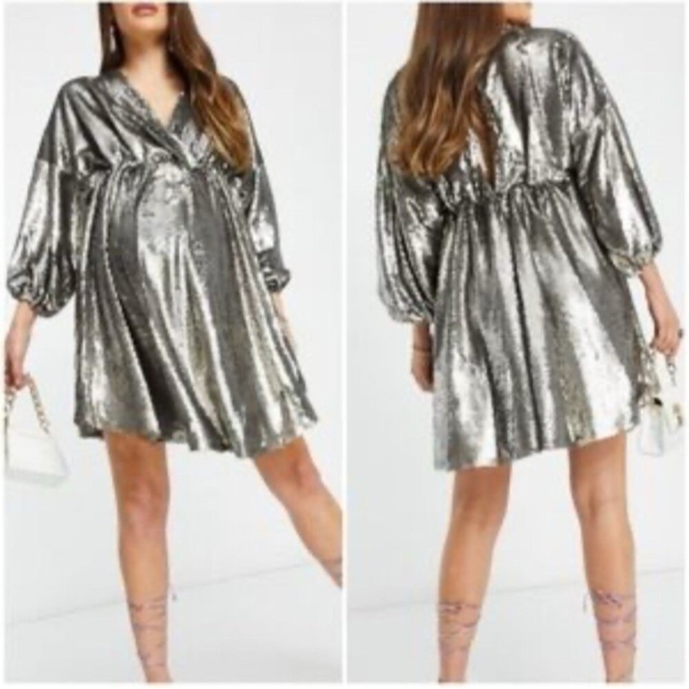 Club London Gold Sequin Dress US 6 Stretch Wedding Party Cruise Holiday